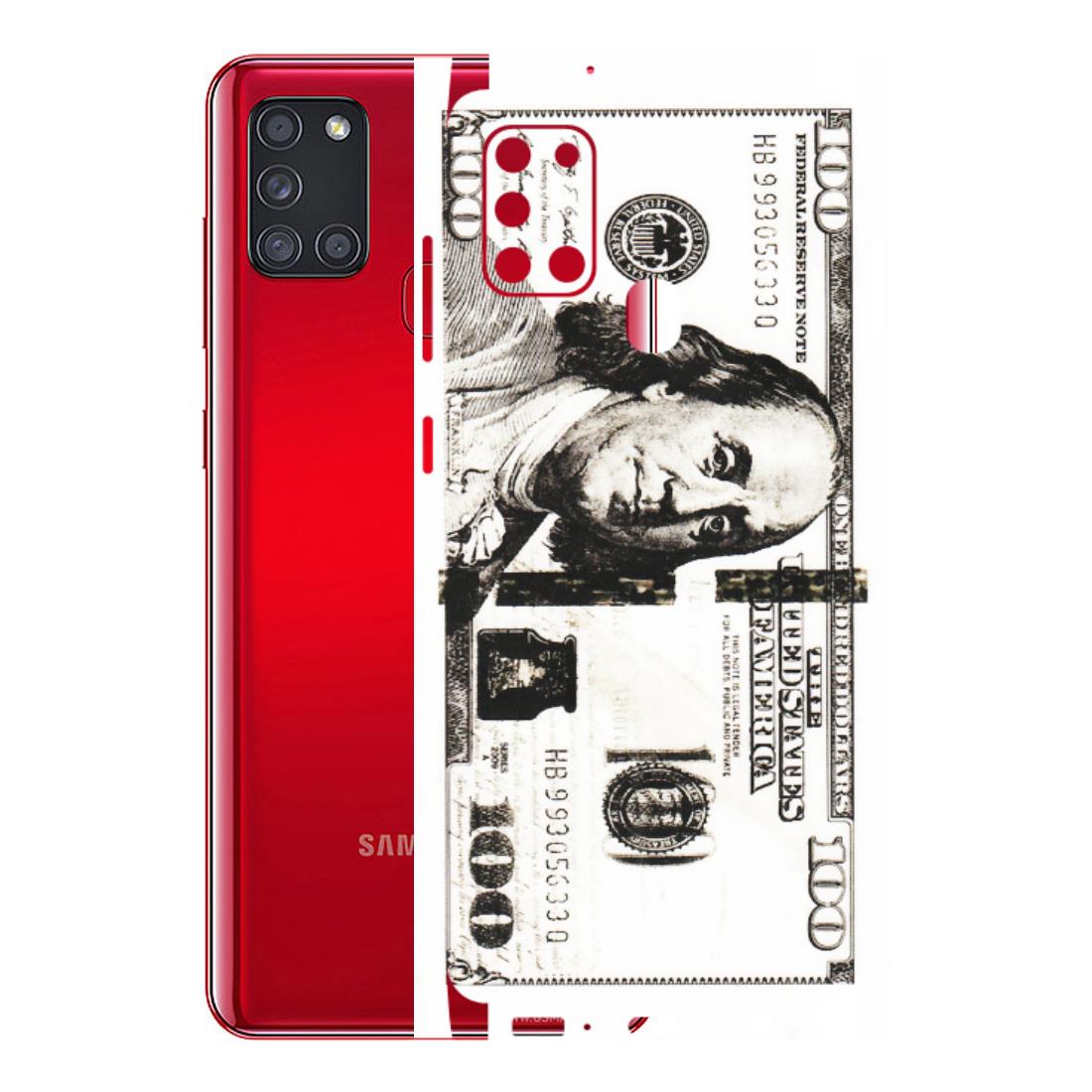 Samsung A/S Series Phone Skins (All Models) - 100 Dollar Currency - Transparent Finish (T-01) Samsung Galaxy A21S