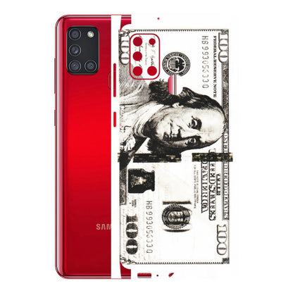Samsung A/S Series Phone Skins (All Models) - 100 Dollar Currency - Transparent Finish (T-01) Samsung Galaxy A21S