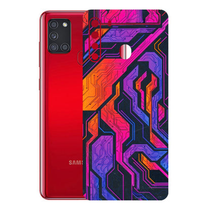 Samsung A/S Series Phone Skins (All Models) - Tech Circuits Futuristic - 3D Embossed Finish (L-07) Samsung Galaxy A21