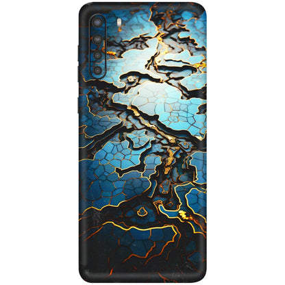 Samsung A/S Series Phone Skins (All Models) - Blue Gold Abstract - 3D Embossed Finish (L-11) Samsung Galaxy A21