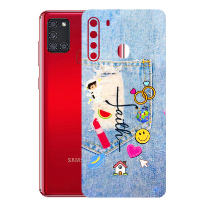 Samsung A/S Series Phone Skins (All Models) - Denim Jeans Pocket - 3D Embossed Finish (L-134) Samsung Galaxy A21