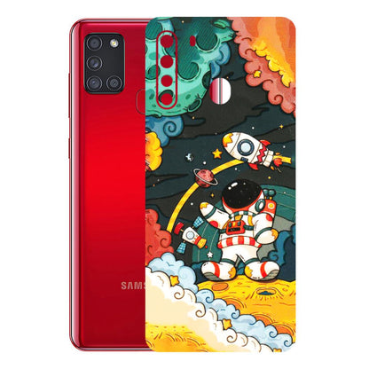 Samsung A/S Series Phone Skins (All Models) - Astronauts & Spaceship - 3D Embossed Finish (L-145) Samsung Galaxy A21