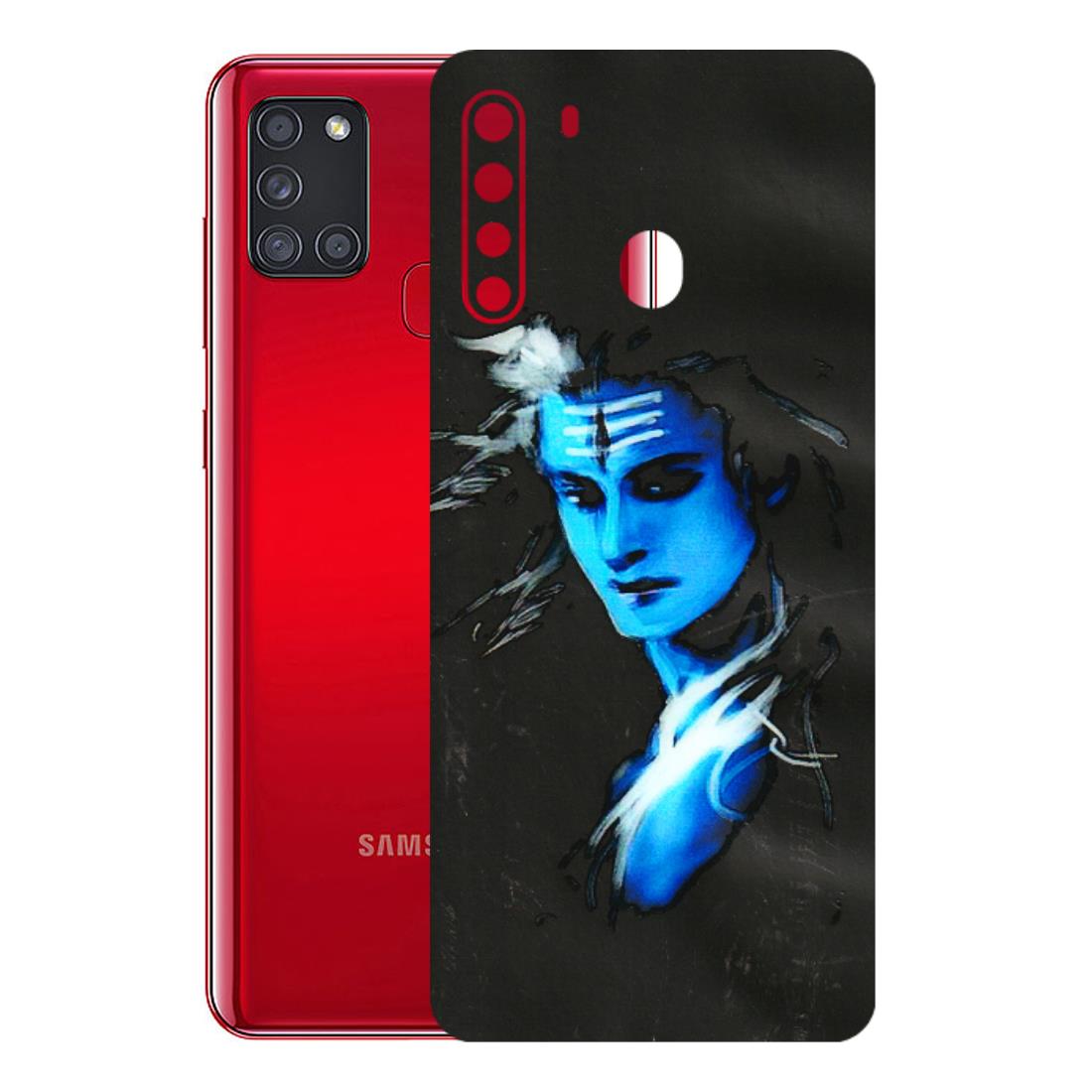 Samsung A/S Series Phone Skins (All Models) - Har Har Mahadev Blue/Black - 3D Embossed Finish (L-185) Samsung Galaxy A21