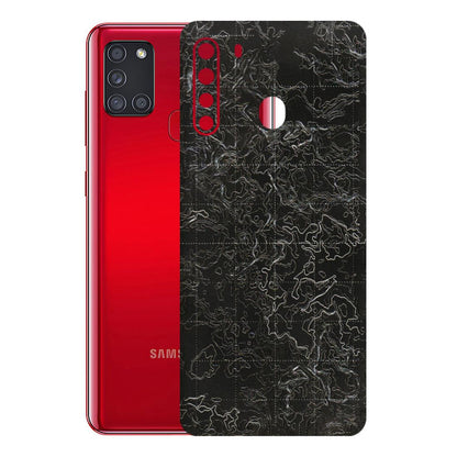 Samsung A/S Series Phone Skins (All Models) - Black map Texture - 3D Embossed Finish (L-201) Samsung Galaxy A21