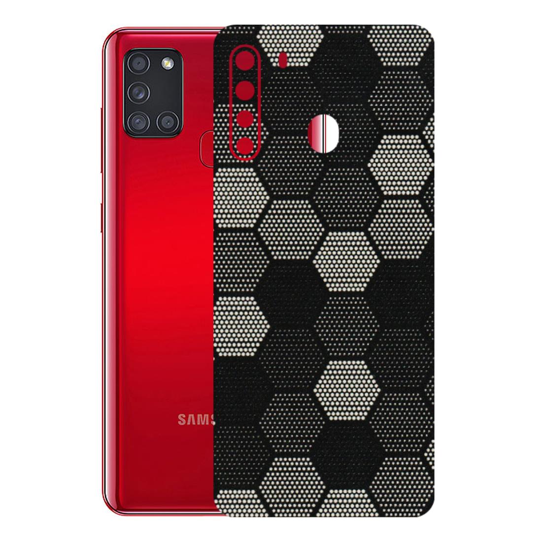 Samsung A/S Series Phone Skins (All Models) - Black & White Dotted Honeycomb Texture - 3D Embossed Finish (L-202) Samsung Galaxy A21