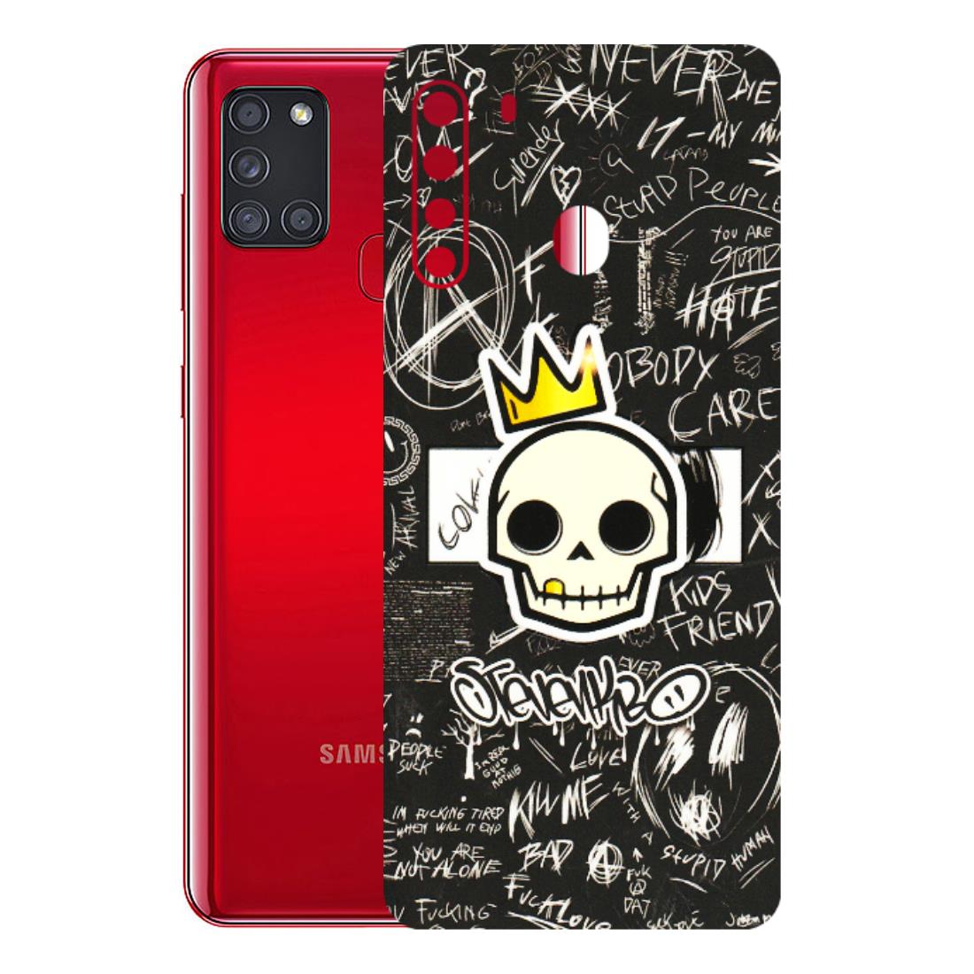 Samsung A/S Series Phone Skins (All Models) - Funny Skull Black Chalk Grafitti - 3D Embossed Finish (L-22) Samsung Galaxy A21