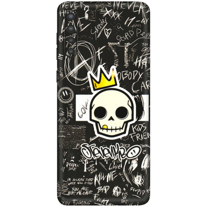 Samsung A/S Series Phone Skins (All Models) - Funny Skull Black Chalk Grafitti - 3D Embossed Finish (L-22) Samsung Galaxy A21