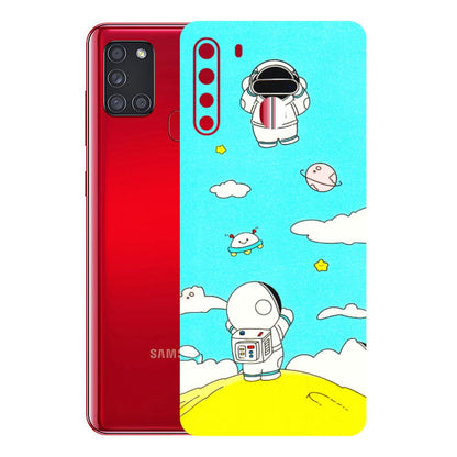 Samsung A/S Series Phone Skins (All Models) - Blue Skies Astro Float - 3D Embossed Finish (L-230) Samsung Galaxy A21
