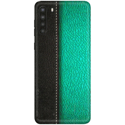 Samsung A/S Series Phone Skins (All Models) - Black Green Dual Leather Stich - 3D Embossed Finish (L-233) Samsung Galaxy A21