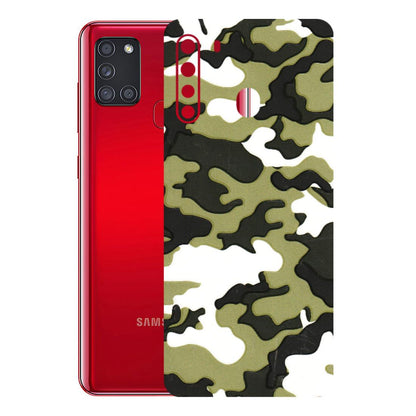 Samsung A/S Series Phone Skins (All Models) - Camouflages White And Green - 3D Embossed Finish (L-243) Samsung Galaxy A21
