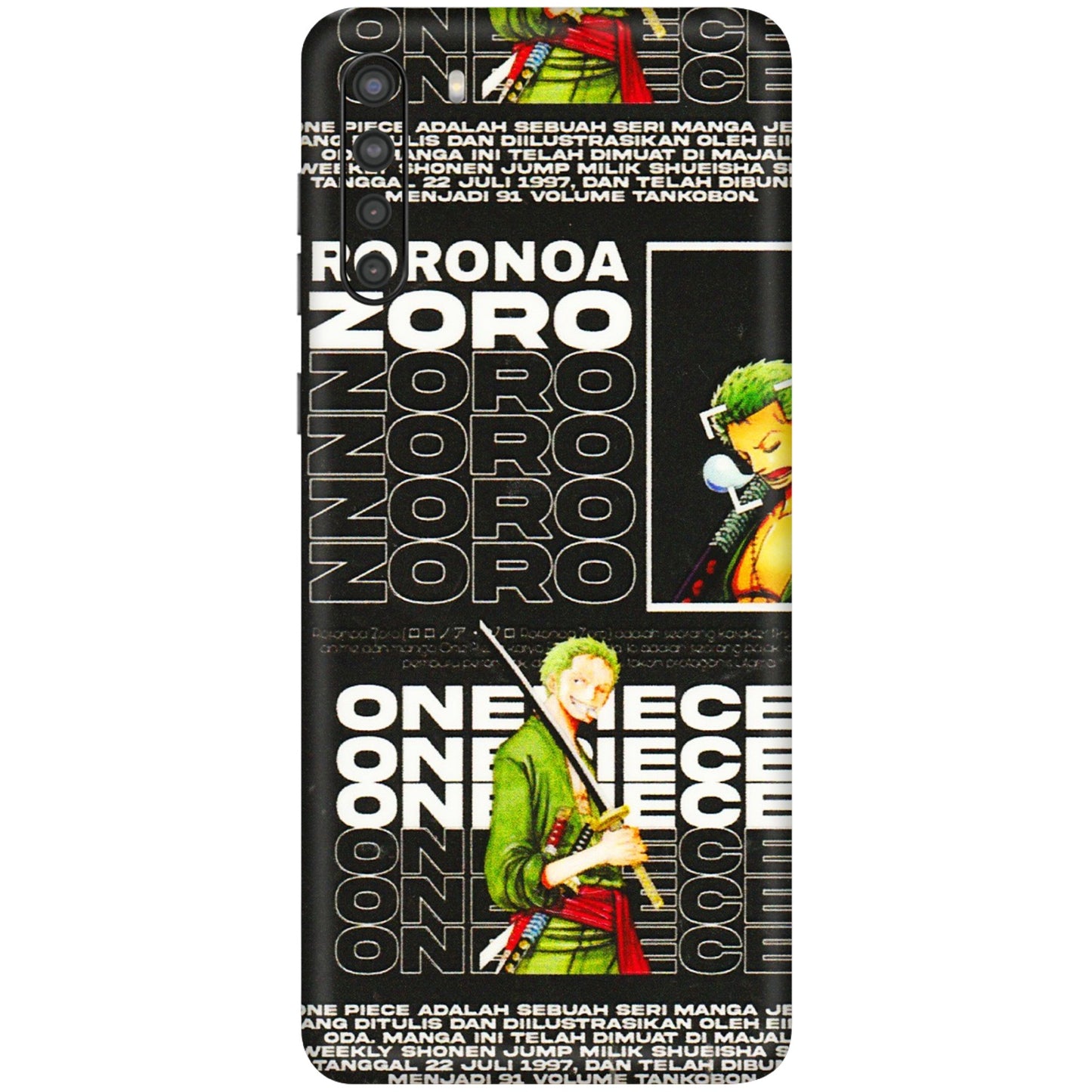 Samsung A/S Series Phone Skins (All Models) - One Piece Zoro - 3D Embossed Finish (L-250) Samsung Galaxy A21