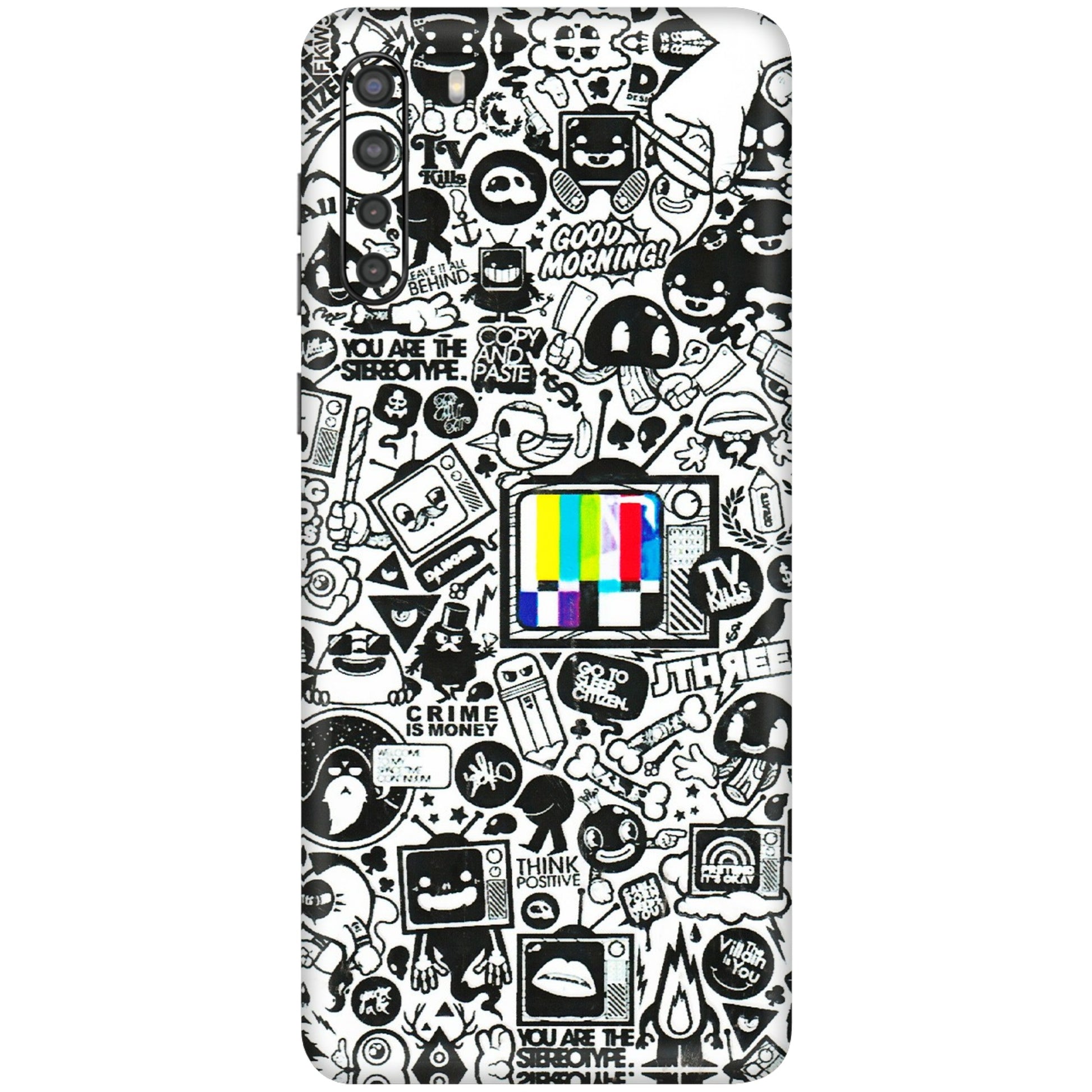 Samsung A/S Series Phone Skins (All Models) - Doodles Positive Art - 3D Embossed Finish (L-263) Samsung Galaxy A21