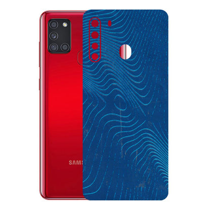 Samsung A/S Series Phone Skins (All Models) - Abstract Blue Line Map - 3D Embossed Finish (L-272) Samsung Galaxy A21