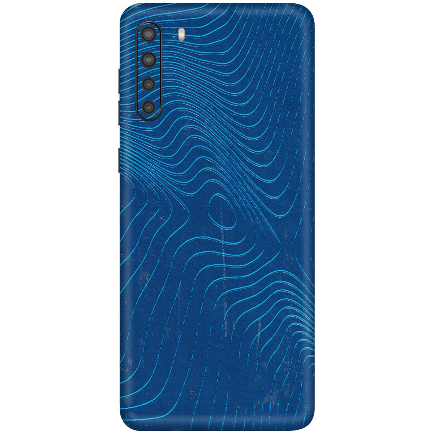 Samsung A/S Series Phone Skins (All Models) - Abstract Blue Line Map - 3D Embossed Finish (L-272) Samsung Galaxy A21