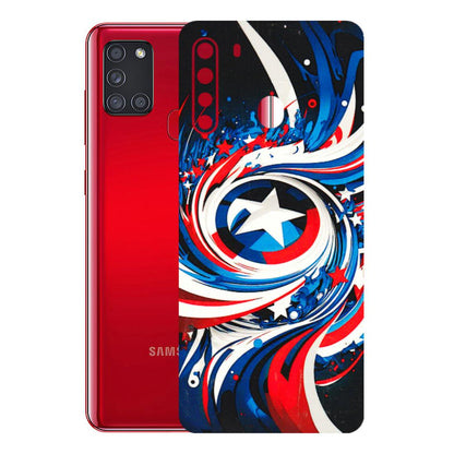 Samsung A/S Series Phone Skins (All Models) - Captain America Logo - 3D Embossed Finish (L-307) Samsung Galaxy A21