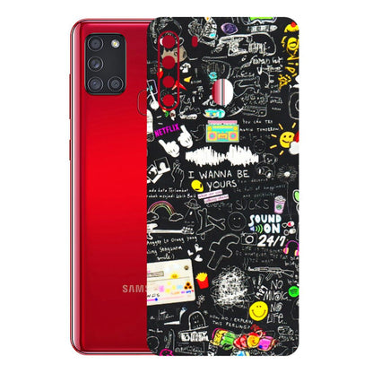 Samsung A/S Series Phone Skins (All Models) - Black Creatives Doodles - 3D Embossed Finish (L-311) Samsung Galaxy A21