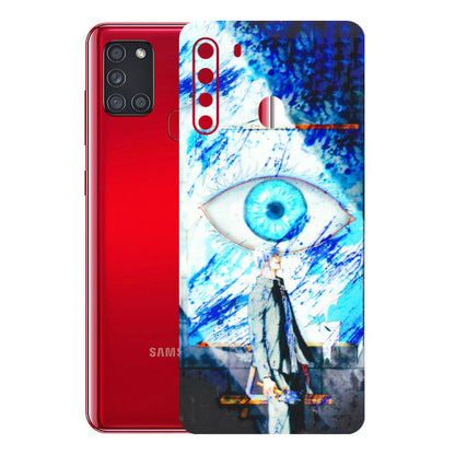 Samsung A/S Series Phone Skins (All Models) - Anime Sea Blue Eye - 3D Embossed Finish (L-318) Samsung Galaxy A21