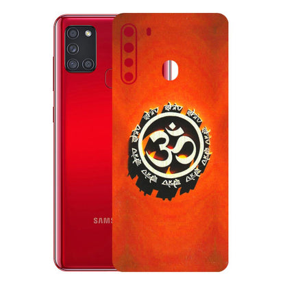Samsung A/S Series Phone Skins (All Models) - Aum Shiv Orange - 3D Embossed Finish (L-32) Samsung Galaxy A21