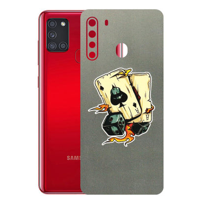 Samsung A/S Series Phone Skins (All Models) - Grey Cards Of Ace - 3D Embossed Finish (L-77) Samsung Galaxy A21