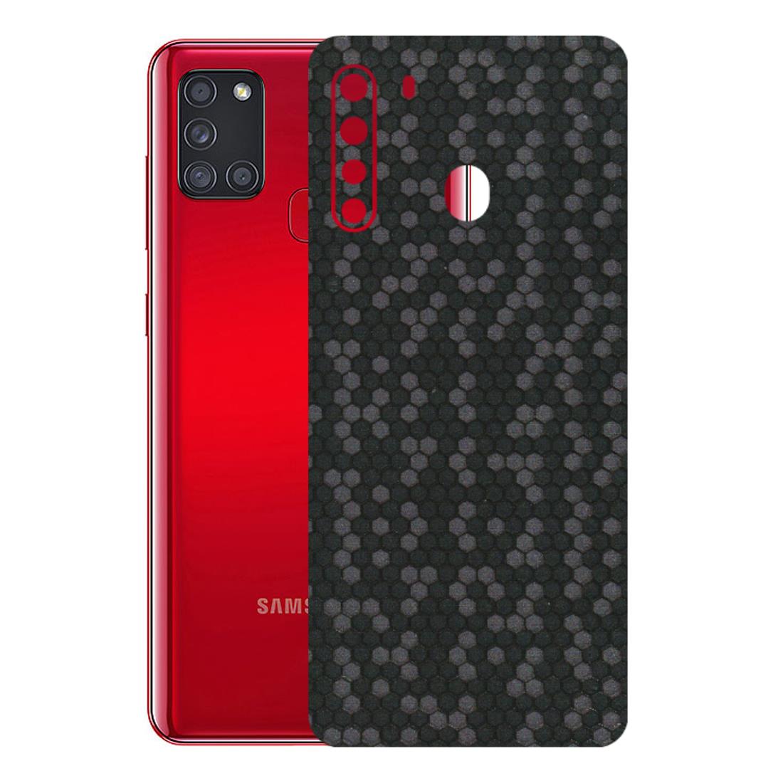 Samsung A/S Series Phone Skins (All Models) - Black Grey Honeycomb Sober - 3D Embossed Finish (L-85) Samsung Galaxy A21