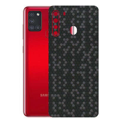 Samsung A/S Series Phone Skins (All Models) - Black Grey Honeycomb Sober - 3D Embossed Finish (L-85) Samsung Galaxy A21