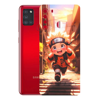 Samsung A/S Series Phone Skins (All Models) - Naruto Cute Toon Running - Matte Finish (M-04) Samsung Galaxy A21