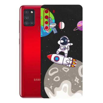 Samsung A/S Series Phone Skins (All Models) - Astronaut Vibing Toon Running - Matte Finish (M-39) Samsung Galaxy A21