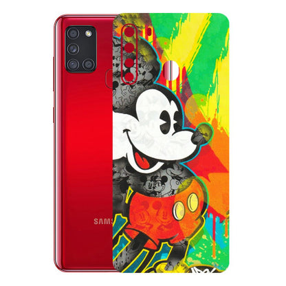Samsung A/S Series Phone Skins (All Models) - Multiple Mickey With Colourful Texture - Matte Finish (M-84) Samsung Galaxy A21