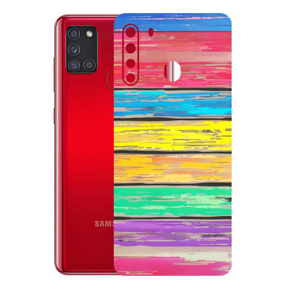 Samsung A/S Series Phone Skins (All Models) - Multi Colour Wooden Wall - Matte Finish (M-96) Samsung Galaxy A21
