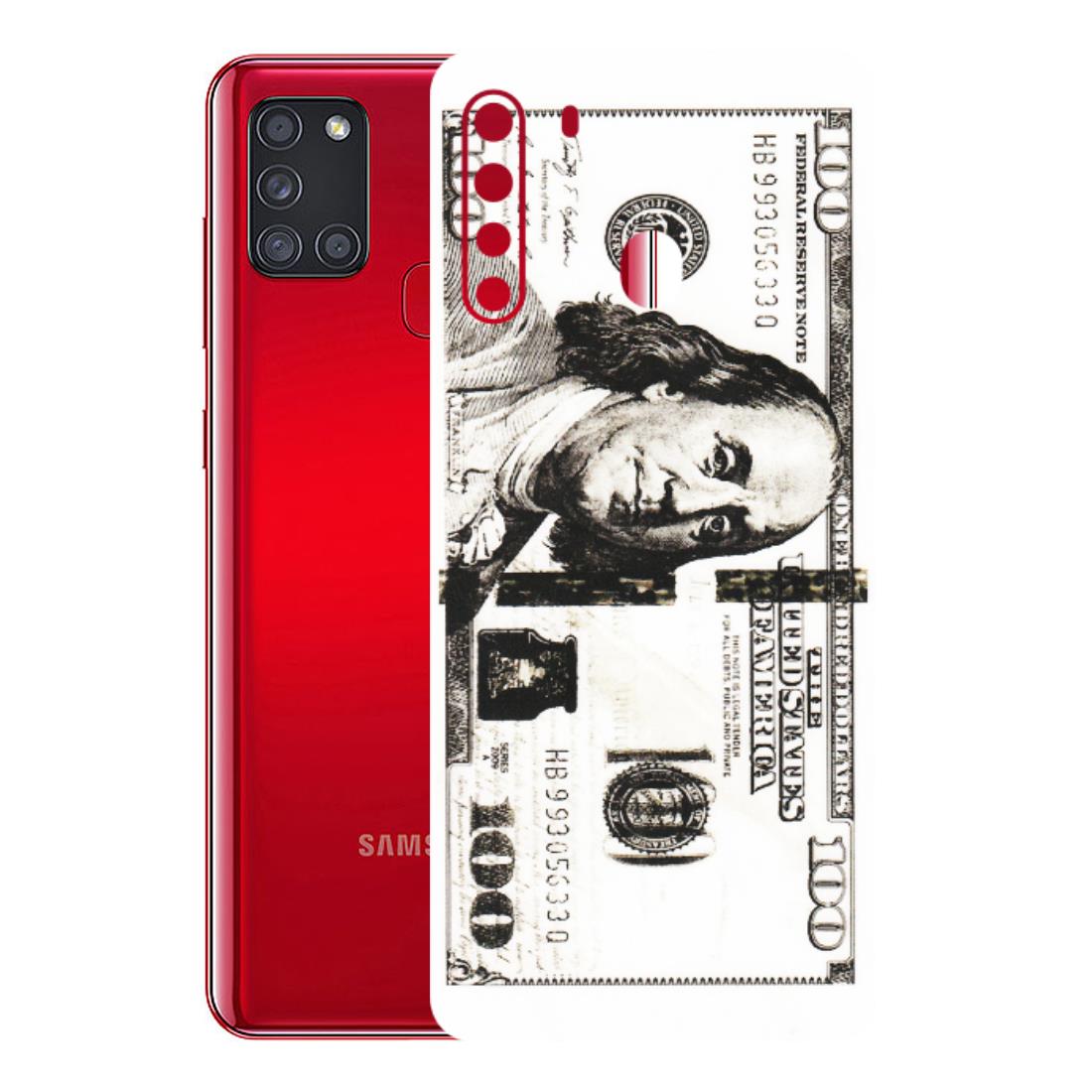 Samsung A/S Series Phone Skins (All Models) - 100 Dollar Currency - Transparent Finish (T-01) Samsung Galaxy A21