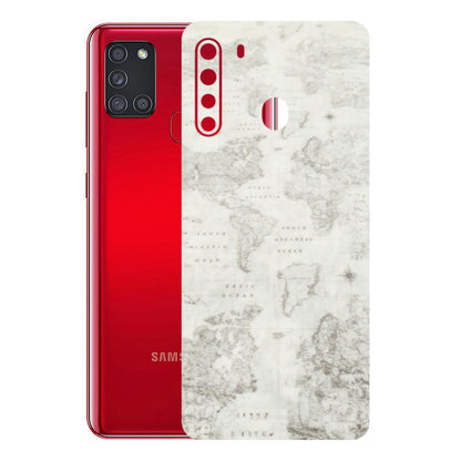 Samsung A/S Series Phone Skins (All Models) - World Travel Map - Transparent Finish (T-04) Samsung Galaxy A21