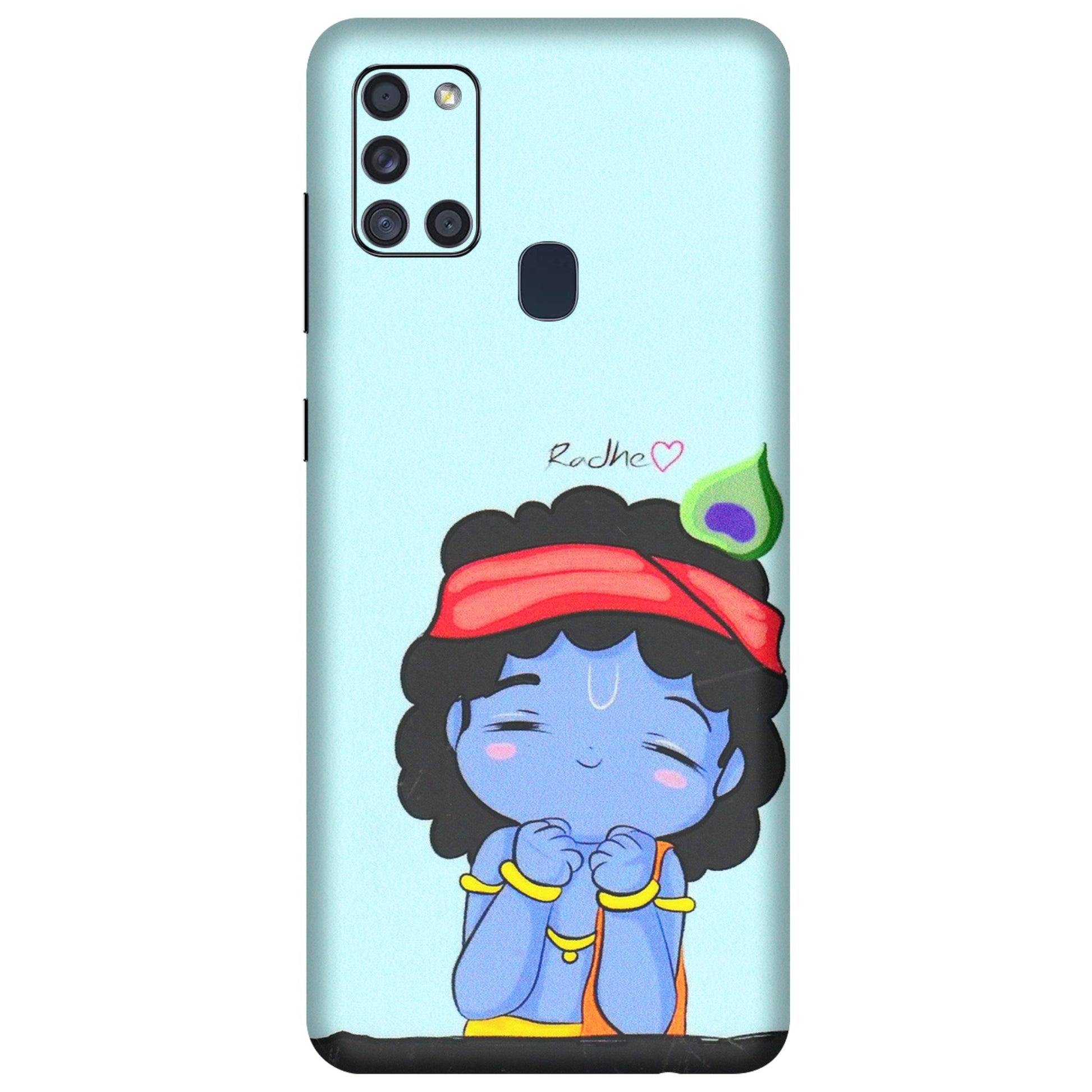 Samsung A/S Series Phone Skins (All Models) - Radhe Radhe Cute Toon - 3D Embossed Finish (L-05) Samsung Galaxy A21S