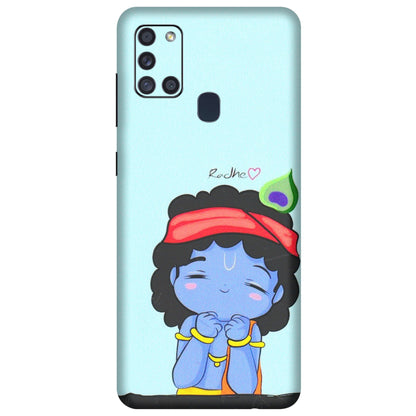 Samsung A/S Series Phone Skins (All Models) - Radhe Radhe Cute Toon - 3D Embossed Finish (L-05) Samsung Galaxy A21S