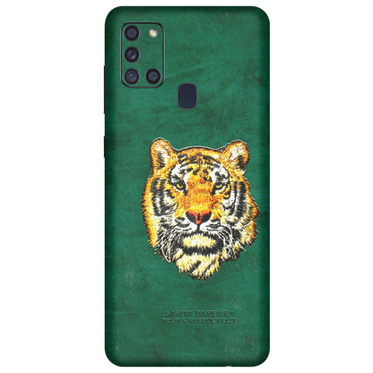 Samsung A/S Series Phone Skins (All Models) - Leather Feel Tiger - 3D Embossed Finish (L-111) Samsung Galaxy A21S