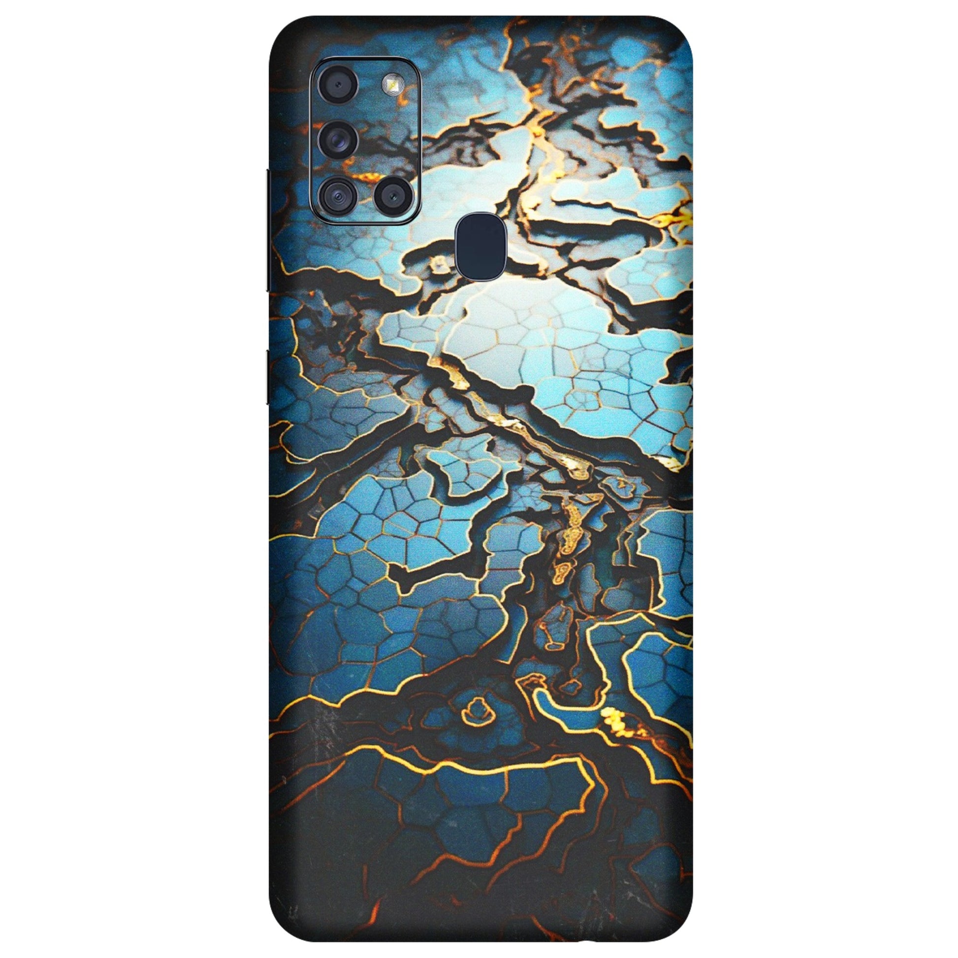 Samsung A/S Series Phone Skins (All Models) - Blue Gold Abstract - 3D Embossed Finish (L-11) Samsung Galaxy A21S