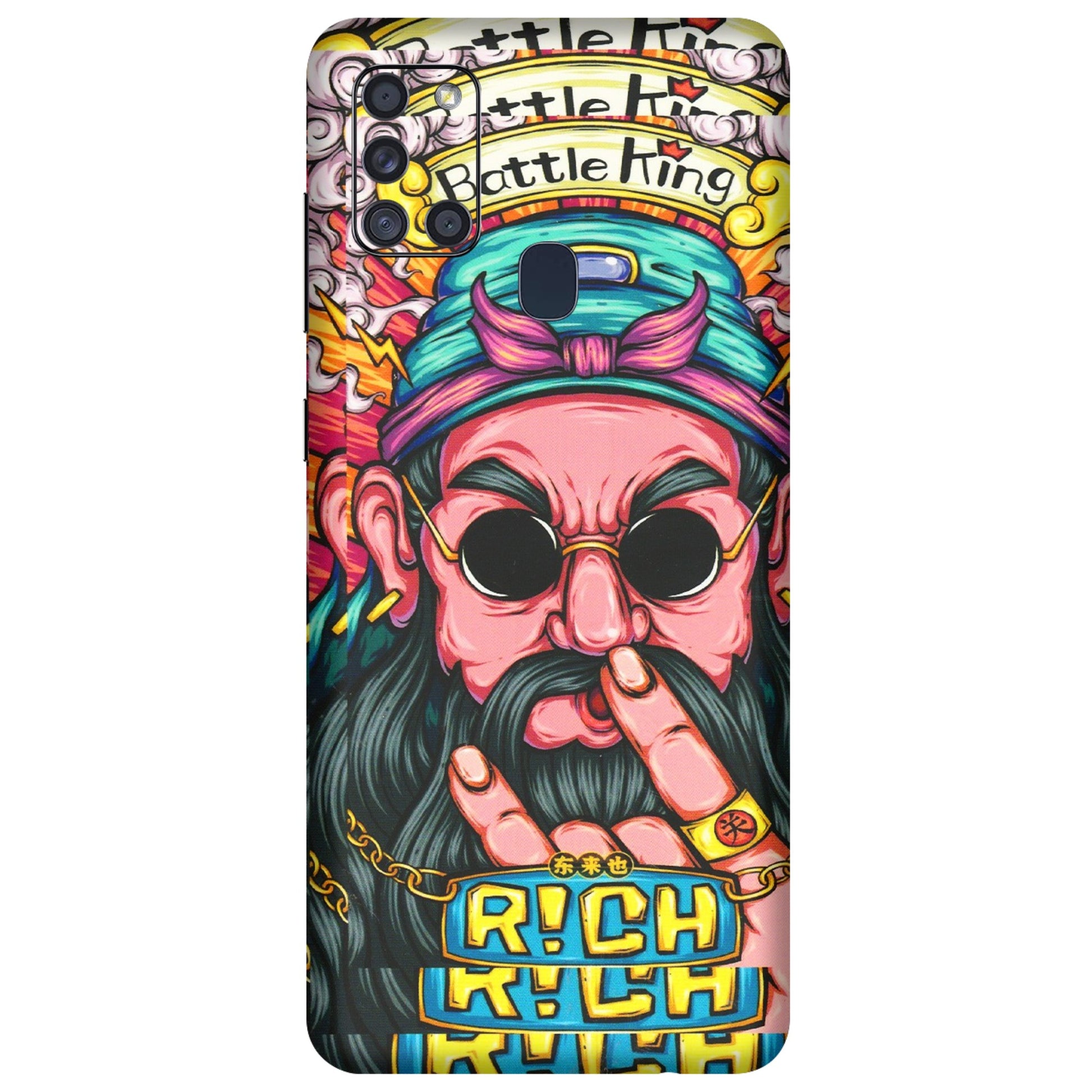 Samsung A/S Series Phone Skins (All Models) - Battle King Dude Face - 3D Embossed Finish (L-178) Samsung Galaxy A21S