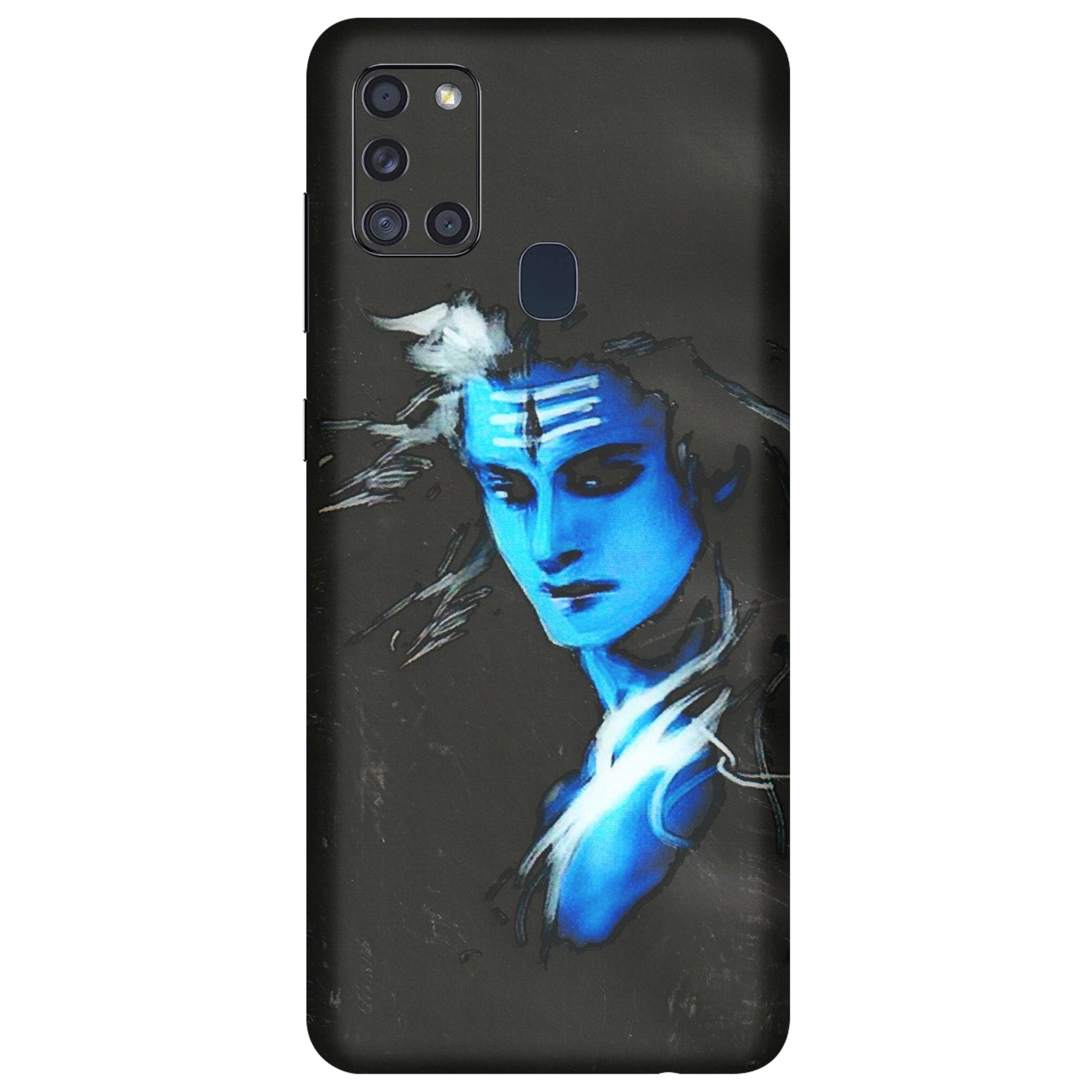 Samsung A/S Series Phone Skins (All Models) - Har Har Mahadev Blue/Black - 3D Embossed Finish (L-185) Samsung Galaxy A21S