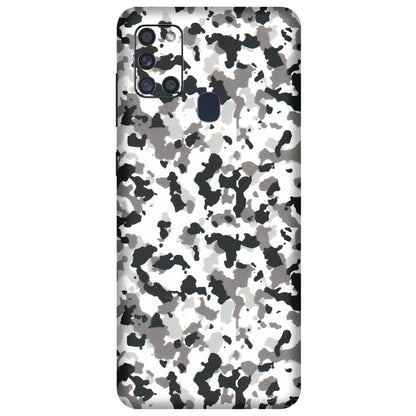 Samsung A/S Series Phone Skins (All Models) - White Black Camouflage - 3D Embossed Finish (L-18) Samsung Galaxy A21S