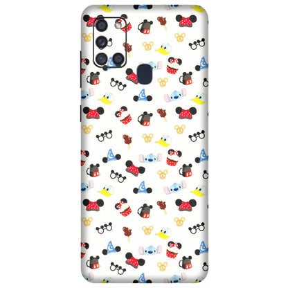 Samsung A/S Series Phone Skins (All Models) - Minnie Mouse & Donald Doodles s - 3D Embossed Finish (L-194) Samsung Galaxy A21S