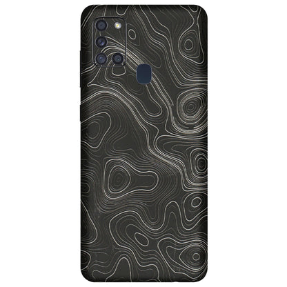 Samsung A/S Series Phone Skins (All Models) - Black Swirl - 3D Embossed Finish (L-196) Samsung Galaxy A21S