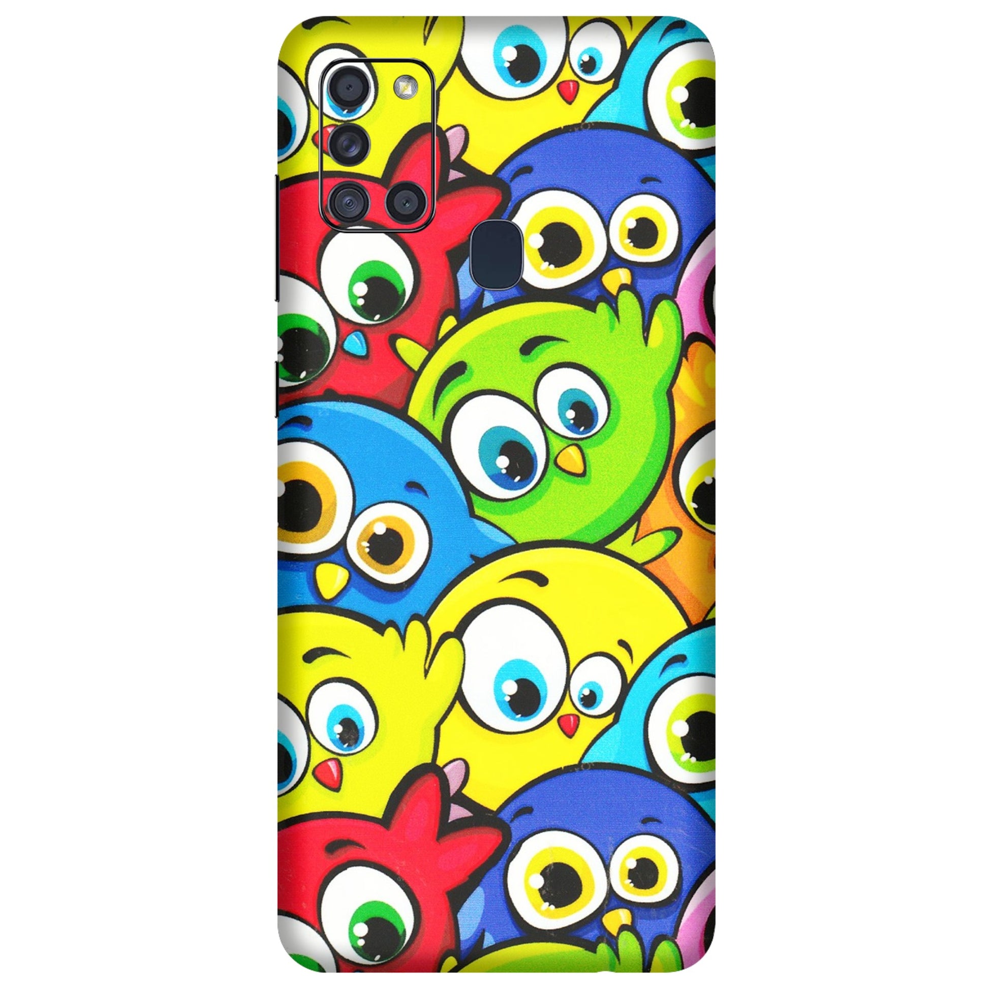 Samsung A/S Series Phone Skins (All Models) - Cute Fluffy Birds - 3D Embossed Finish (L-213) Samsung Galaxy A21S
