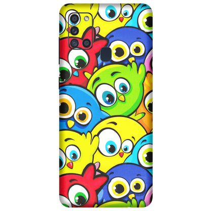 Samsung A/S Series Phone Skins (All Models) - Cute Fluffy Birds - 3D Embossed Finish (L-213) Samsung Galaxy A21S