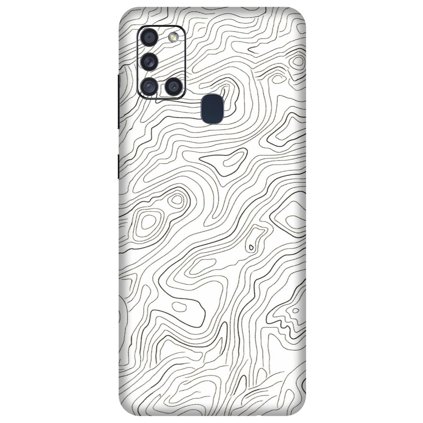 Samsung A/S Series Phone Skins (All Models) - White Black Swirls - 3D Embossed Finish (L-219) Samsung Galaxy A21S