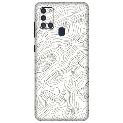 Samsung A/S Series Phone Skins (All Models) - White Black Swirls - 3D Embossed Finish (L-219) Samsung Galaxy A21S