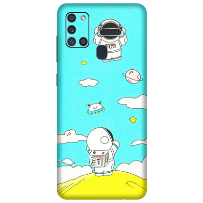 Samsung A/S Series Phone Skins (All Models) - Blue Skies Astro Float - 3D Embossed Finish (L-230) Samsung Galaxy A21S
