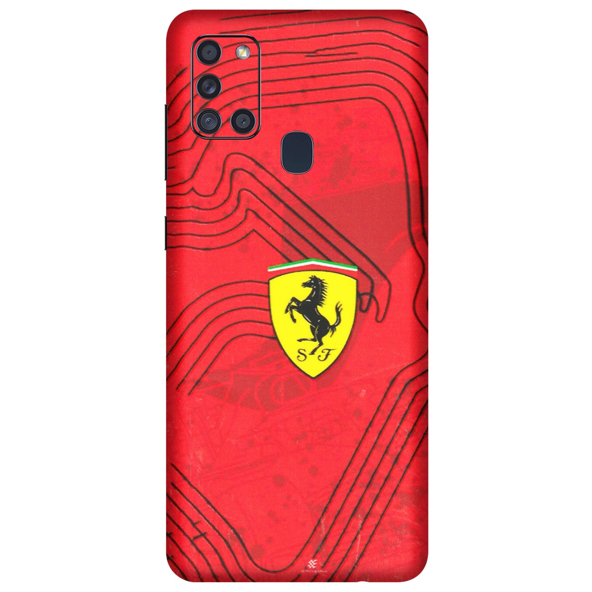 Samsung A/S Series Phone Skins (All Models) - Red Ferrari Logo Stylish - 3D Embossed Finish (L-238) Samsung Galaxy A21S