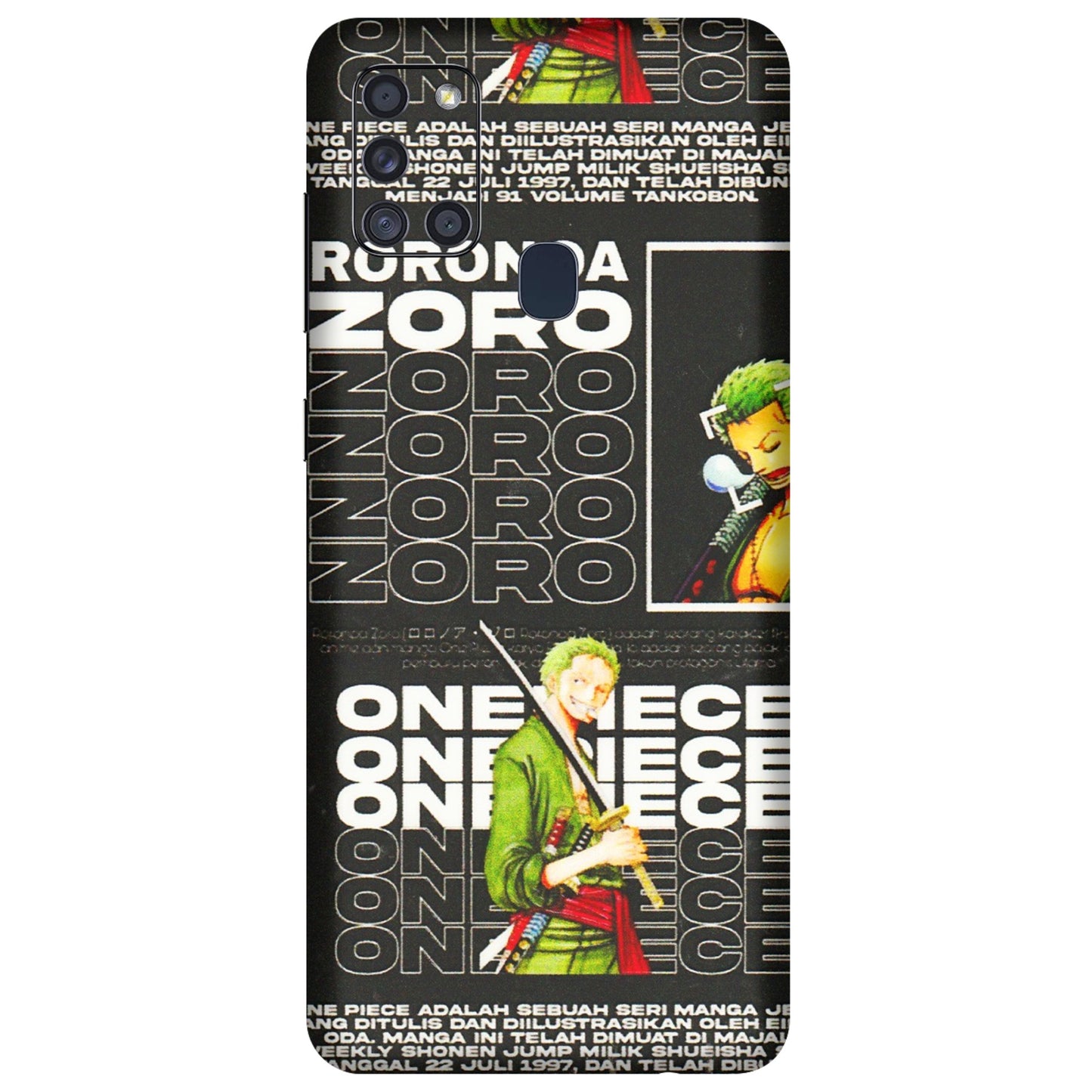 Samsung A/S Series Phone Skins (All Models) - One Piece Zoro - 3D Embossed Finish (L-250) Samsung Galaxy A21S