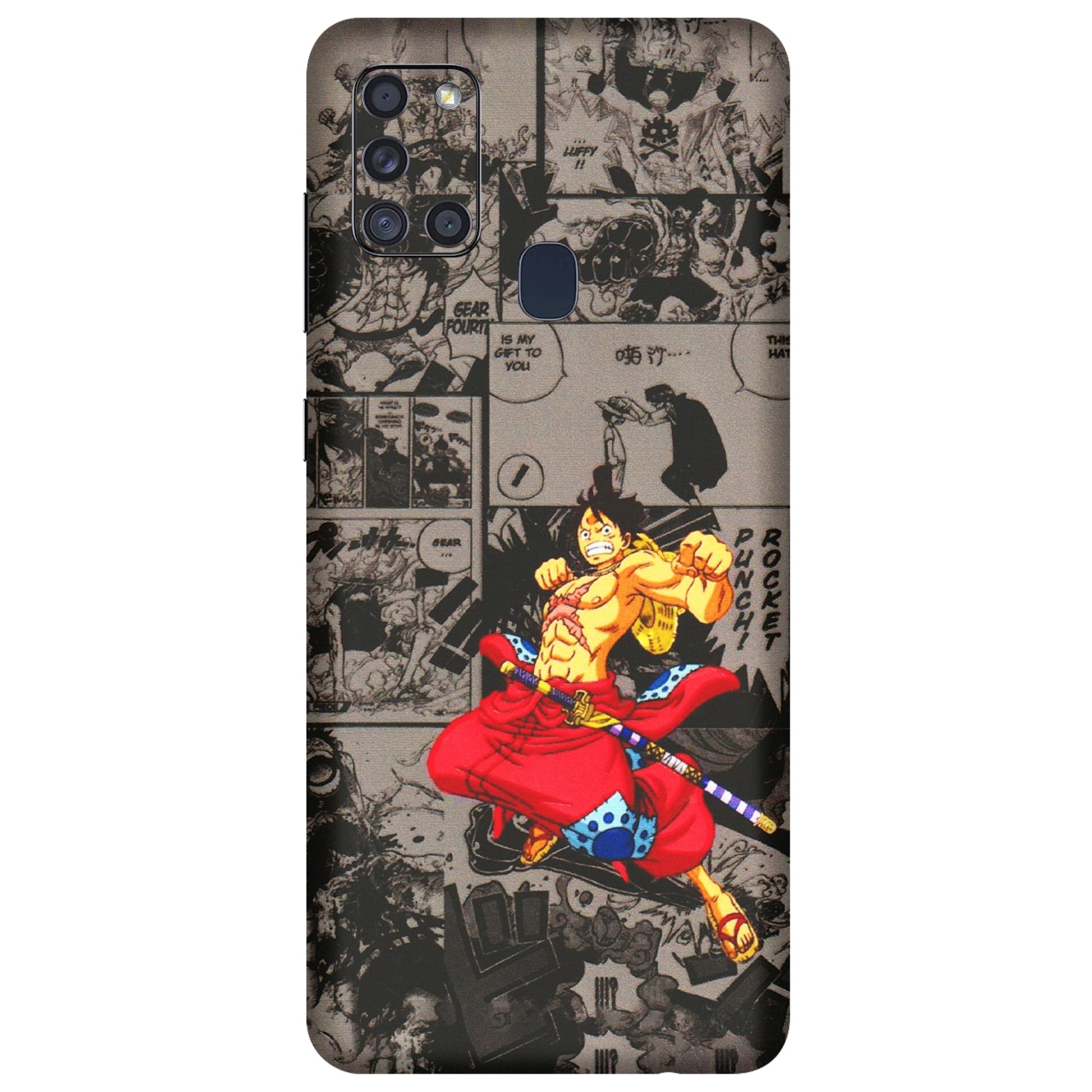 Samsung A/S Series Phone Skins (All Models) - One Piece Rocket Punch Manga - 3D Embossed Finish (L-25) Samsung Galaxy A21S