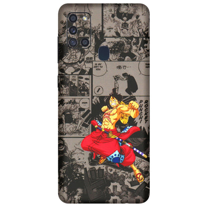 Samsung A/S Series Phone Skins (All Models) - One Piece Rocket Punch Manga - 3D Embossed Finish (L-25) Samsung Galaxy A21S