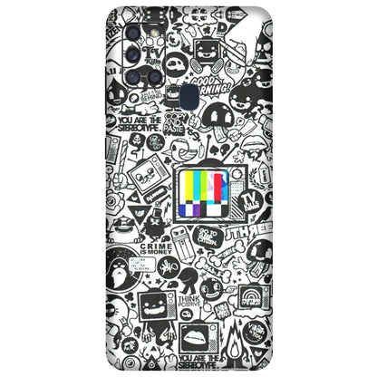 Samsung A/S Series Phone Skins (All Models) - Doodles Positive Art - 3D Embossed Finish (L-263) Samsung Galaxy A21S